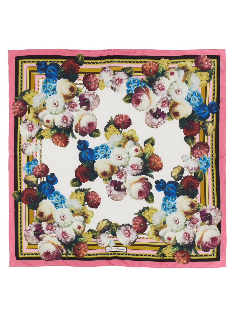 DOLCE & GABBANA FOULARD IN SETA CON STAMPA FIORE NOTTURNO