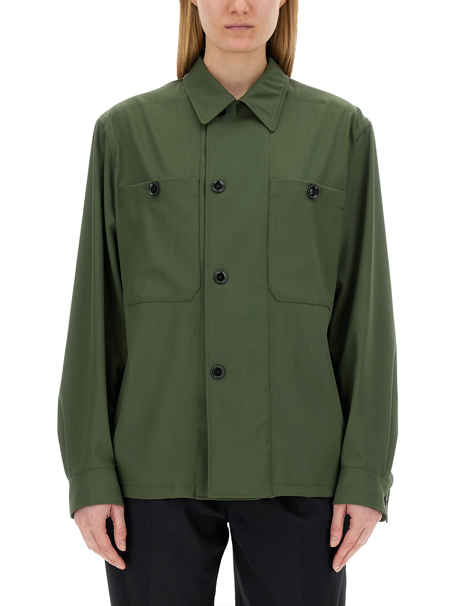 Shop Lemaire Military Shirt In Green