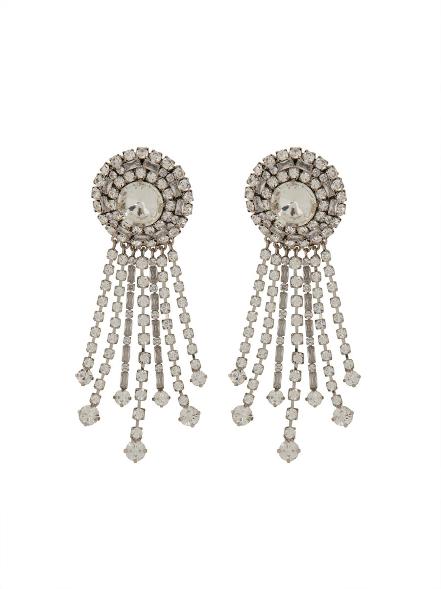 ALESSANDRA RICH ROUND CLIP ON EARRINGS WITH CRYSTAL BANGS