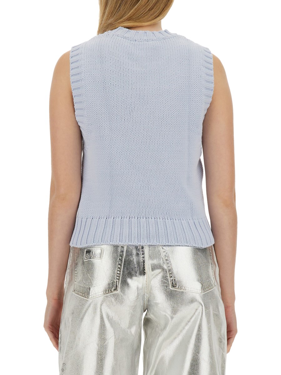 GANNI - KNITTED VEST WITH LOGO - Eleonora Bonucci GANNI - KNITTED VEST WITH LOGO - Eleonora Bonucci