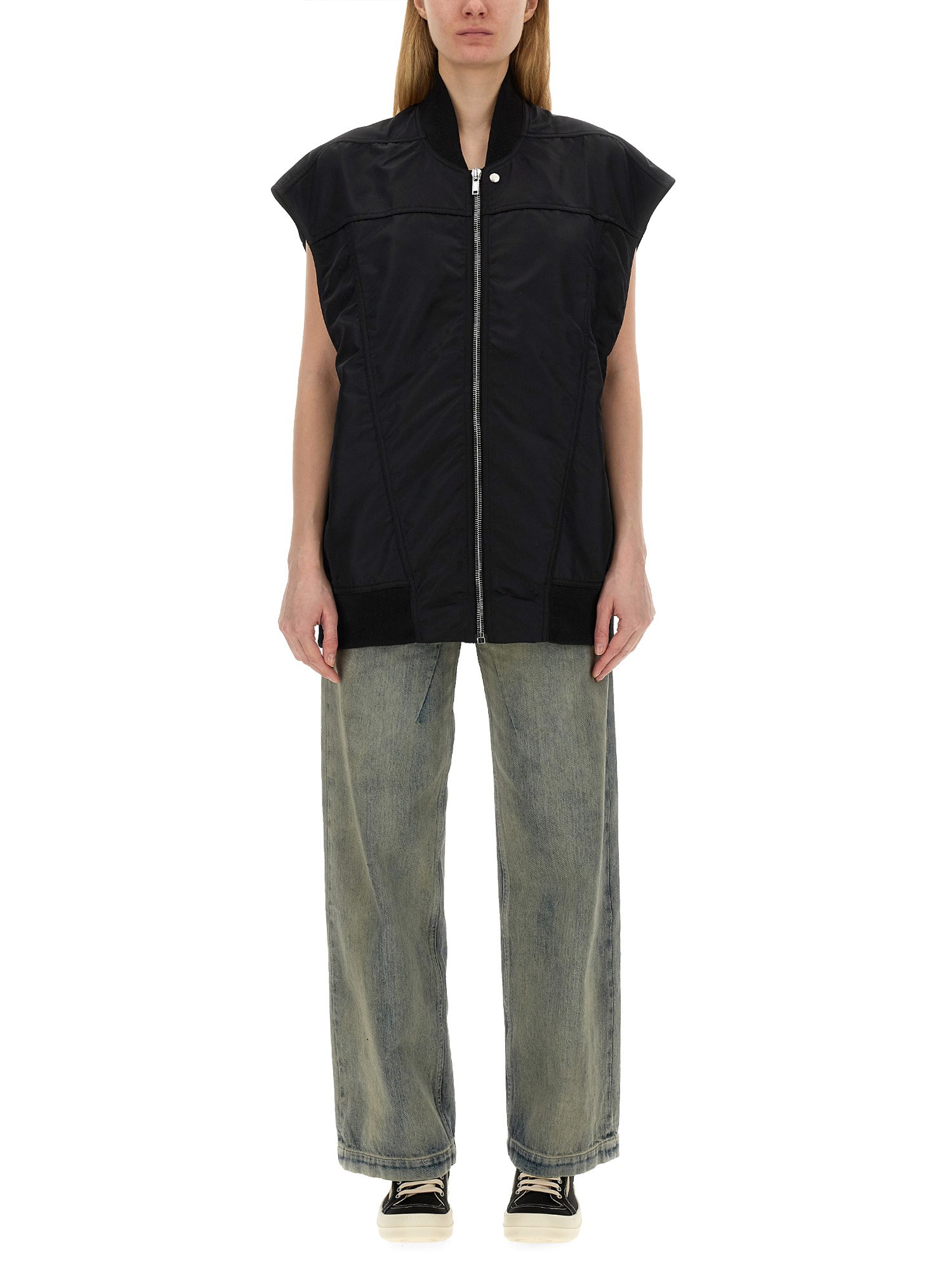 Rick Owens Drkshdw Jumbo Flight Zip-up Vest In Black