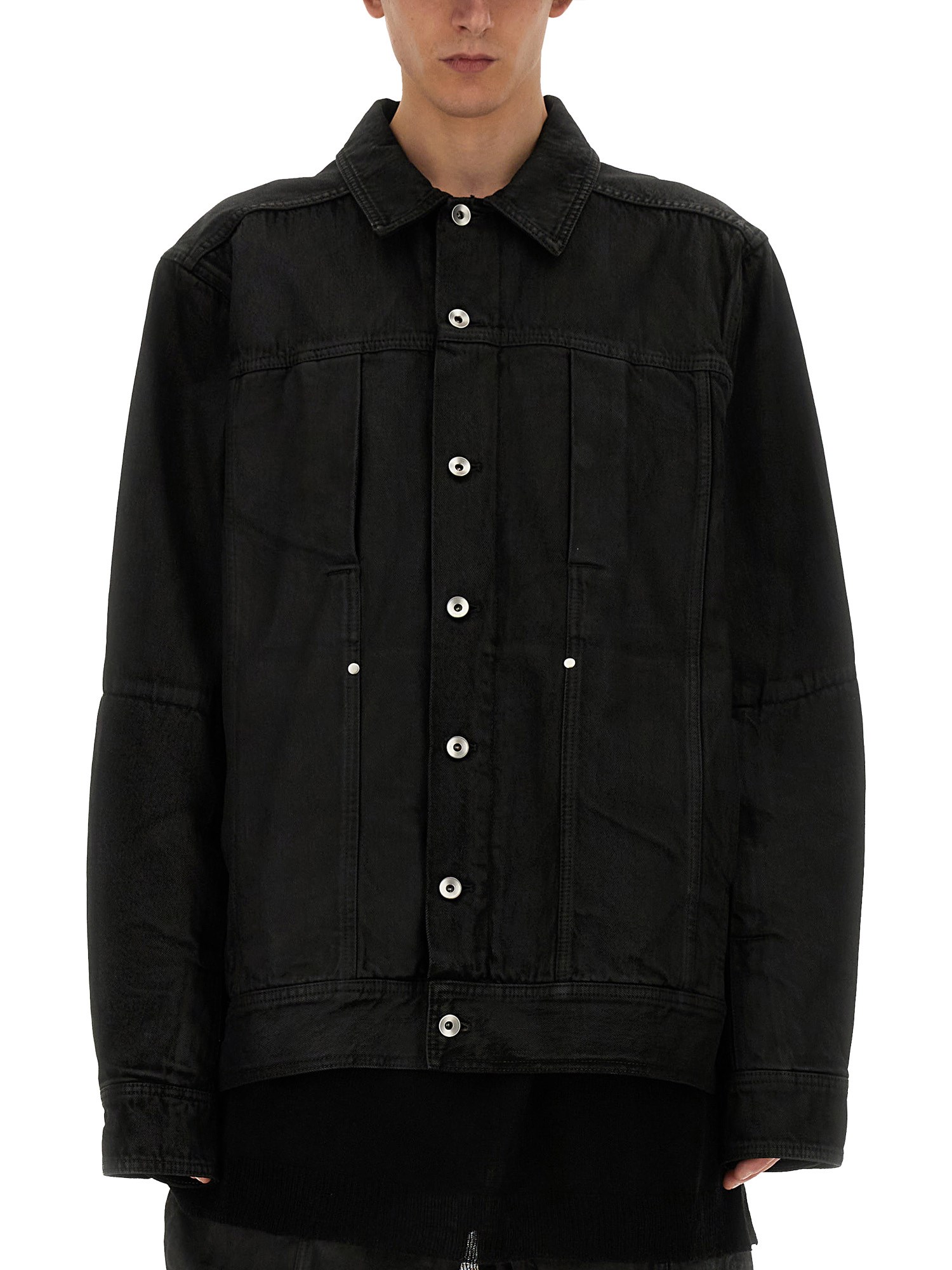 Rick Owens Collared Long Sleeves Jacket With Adjustable Cuffs In Black