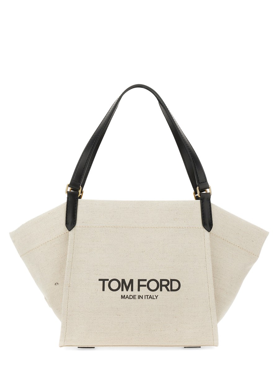 TOM FORD BORSA AMALFI MEDIA IN TELA DI COTONE E PELLE