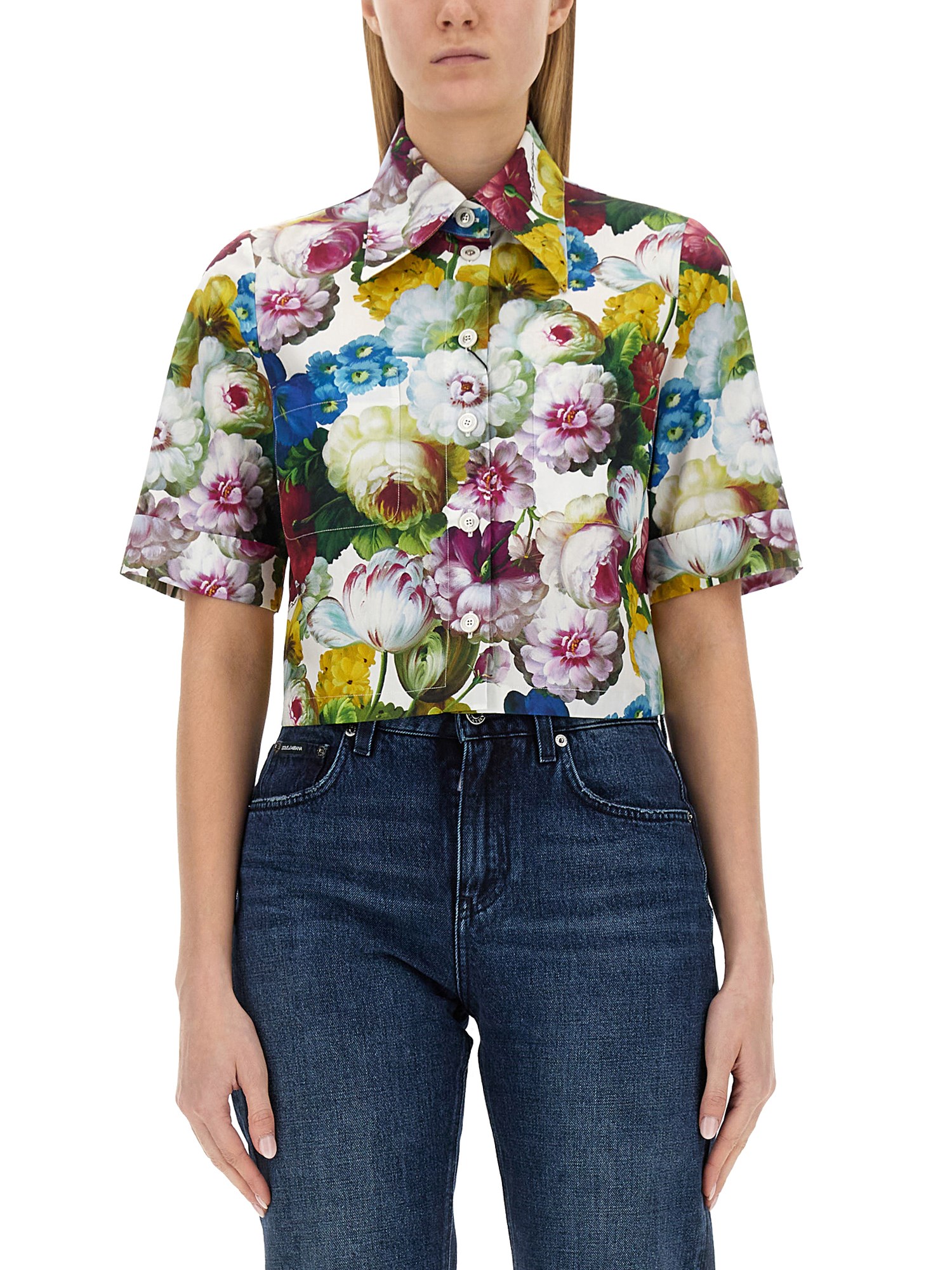 dolce & gabbana night flower print shirt