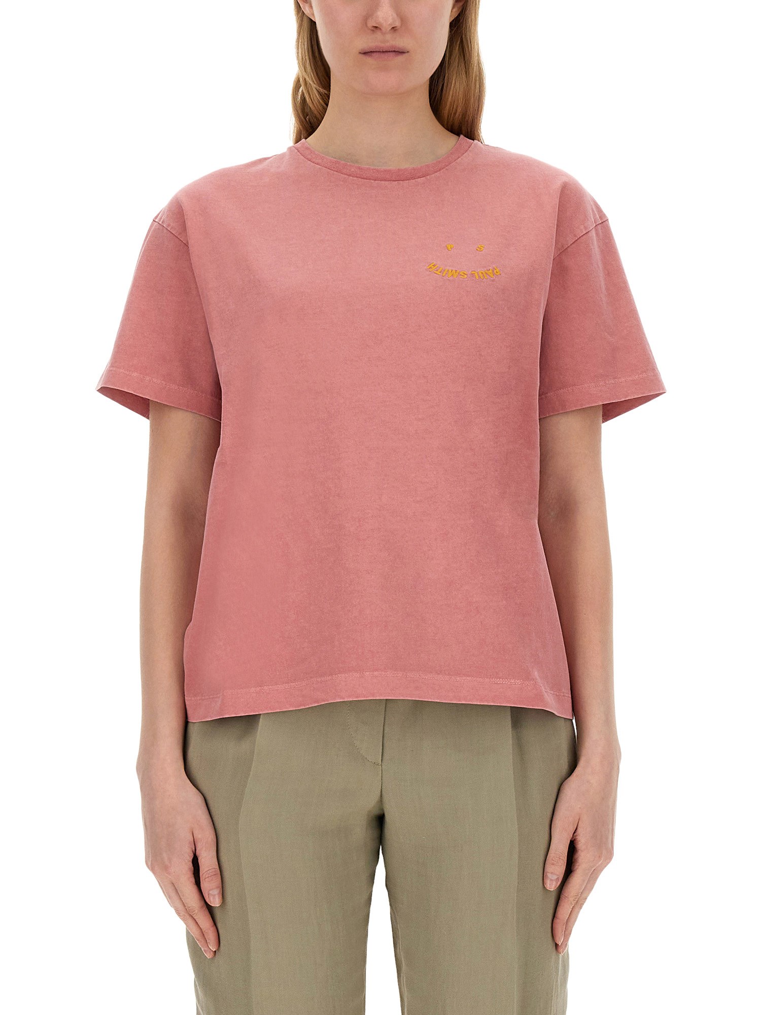 Shop Ps By Paul Smith T-shirt With "happy" Print In Pink