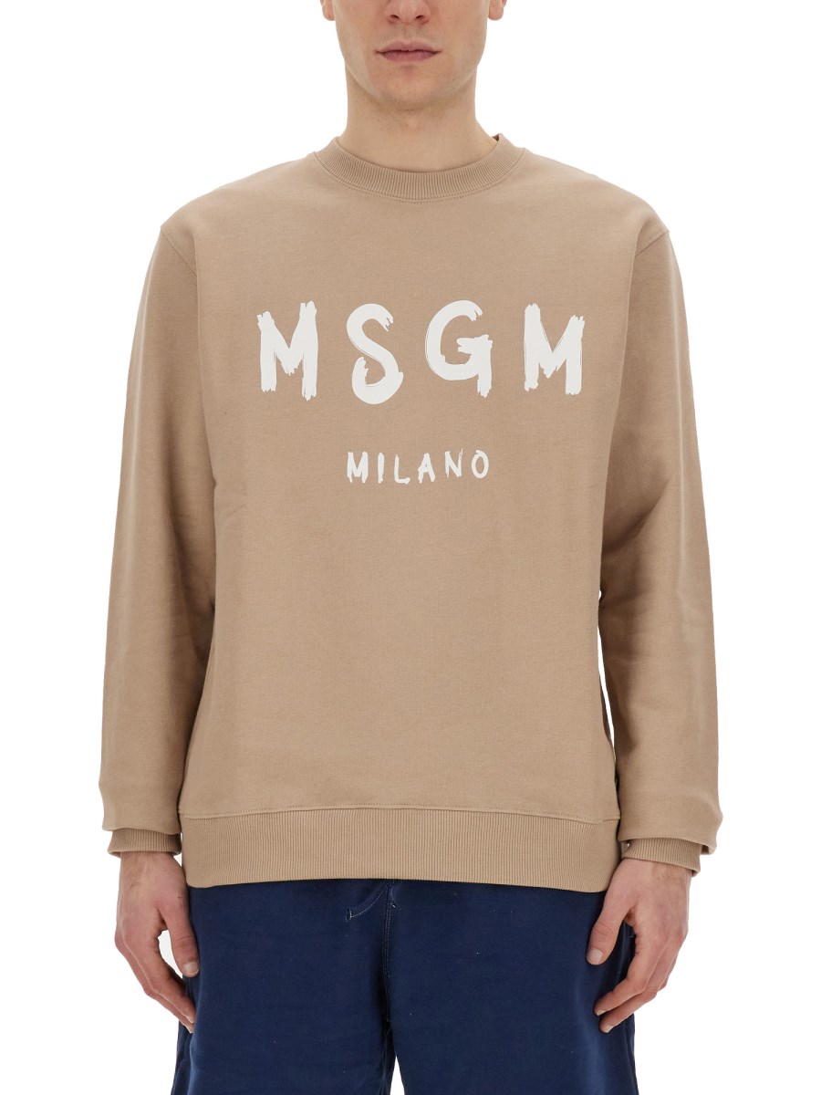 MSGM FELPA IN COTONE CON LOGO PENNELLATO