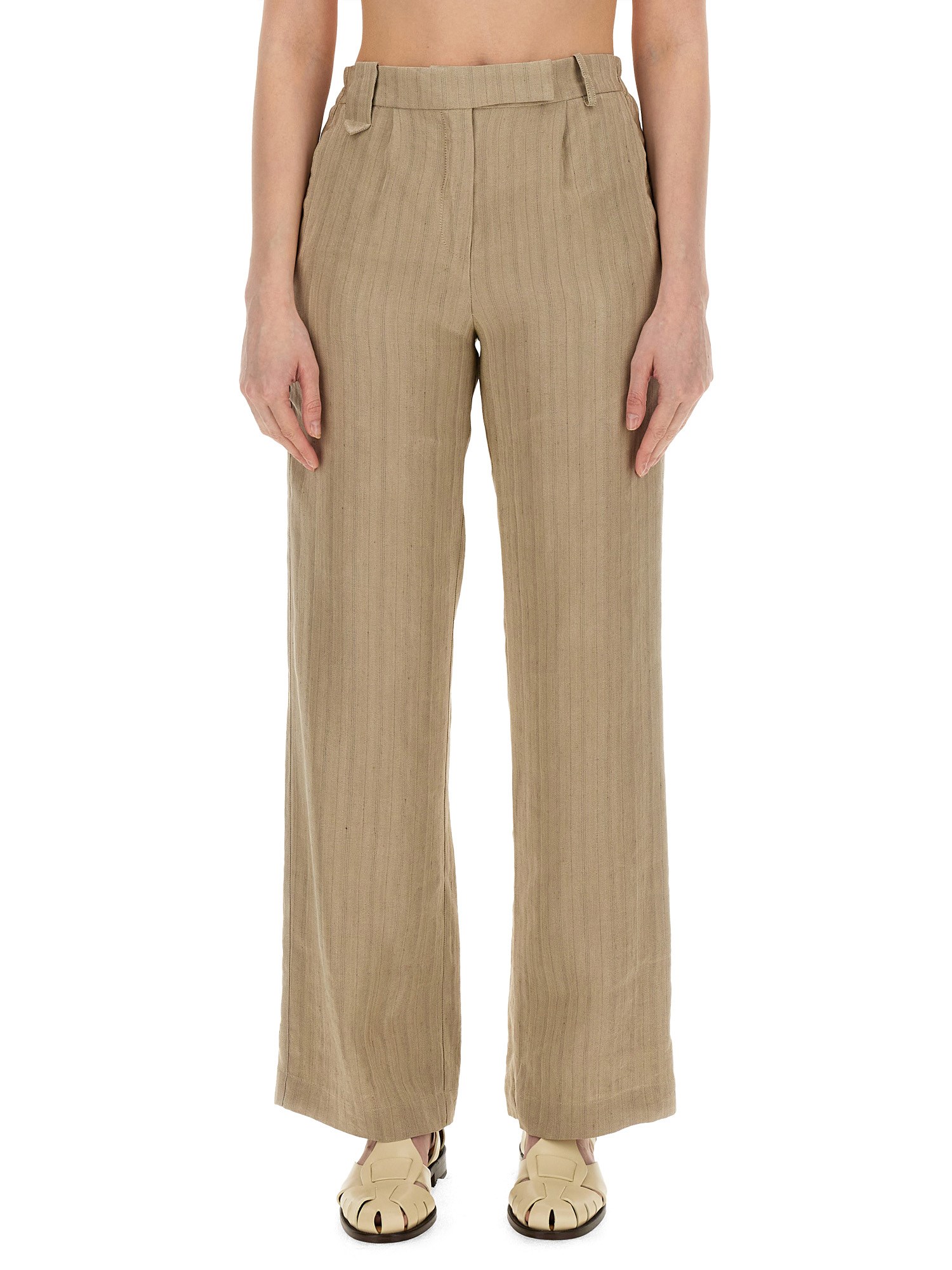 Alysi Linen Trousers In Brown