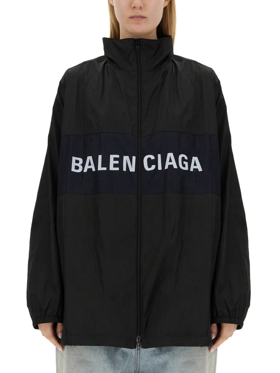 BALENCIAGA GIACCA CON ZIP E LOGO IN TESSUTO TECNICO