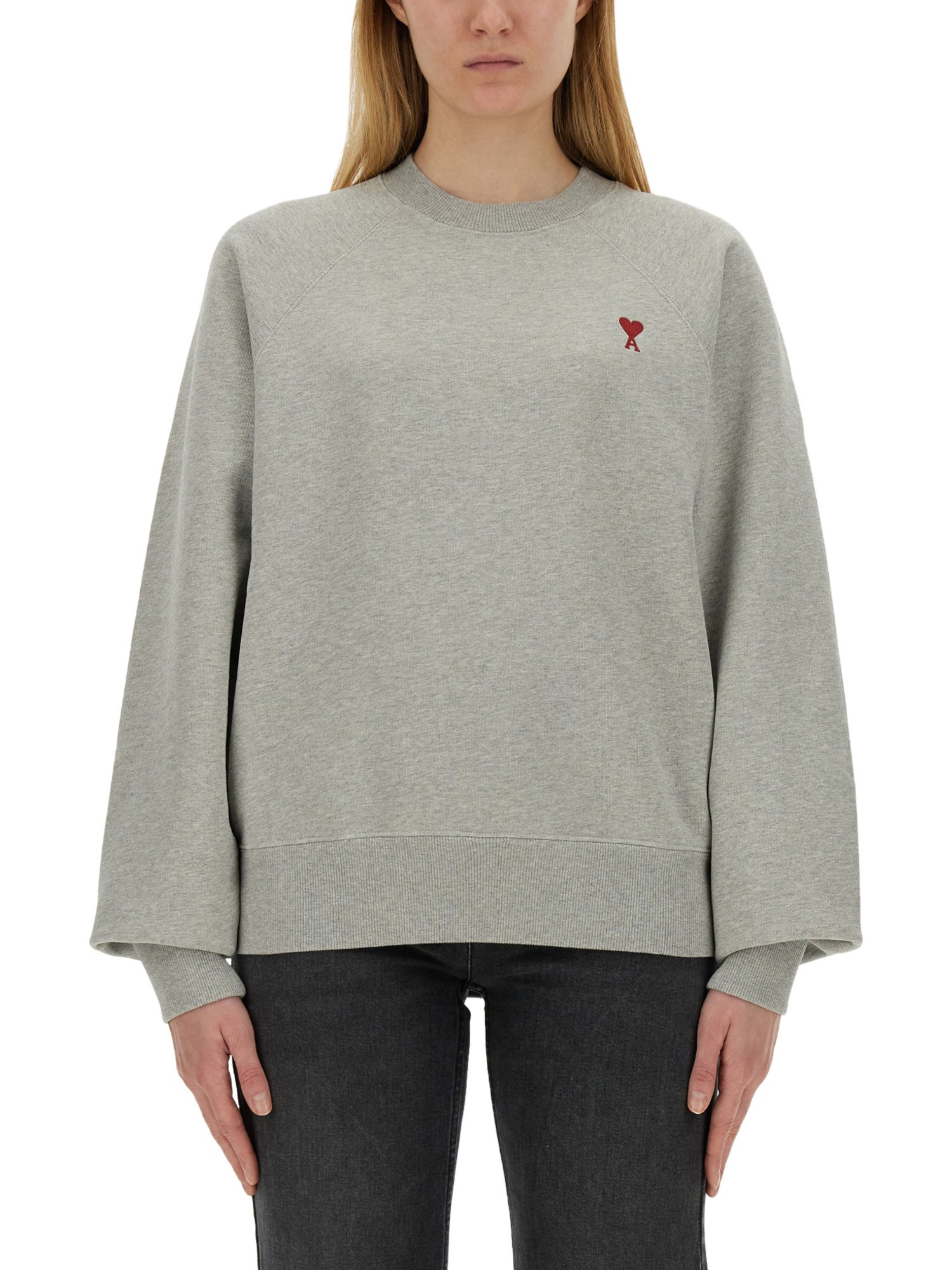 Shop Ami Alexandre Mattiussi Sweatshirt With Logo In Grey