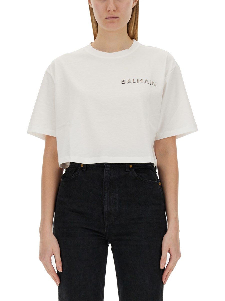 BALMAIN T-SHIRT CON STAMPA LOGO