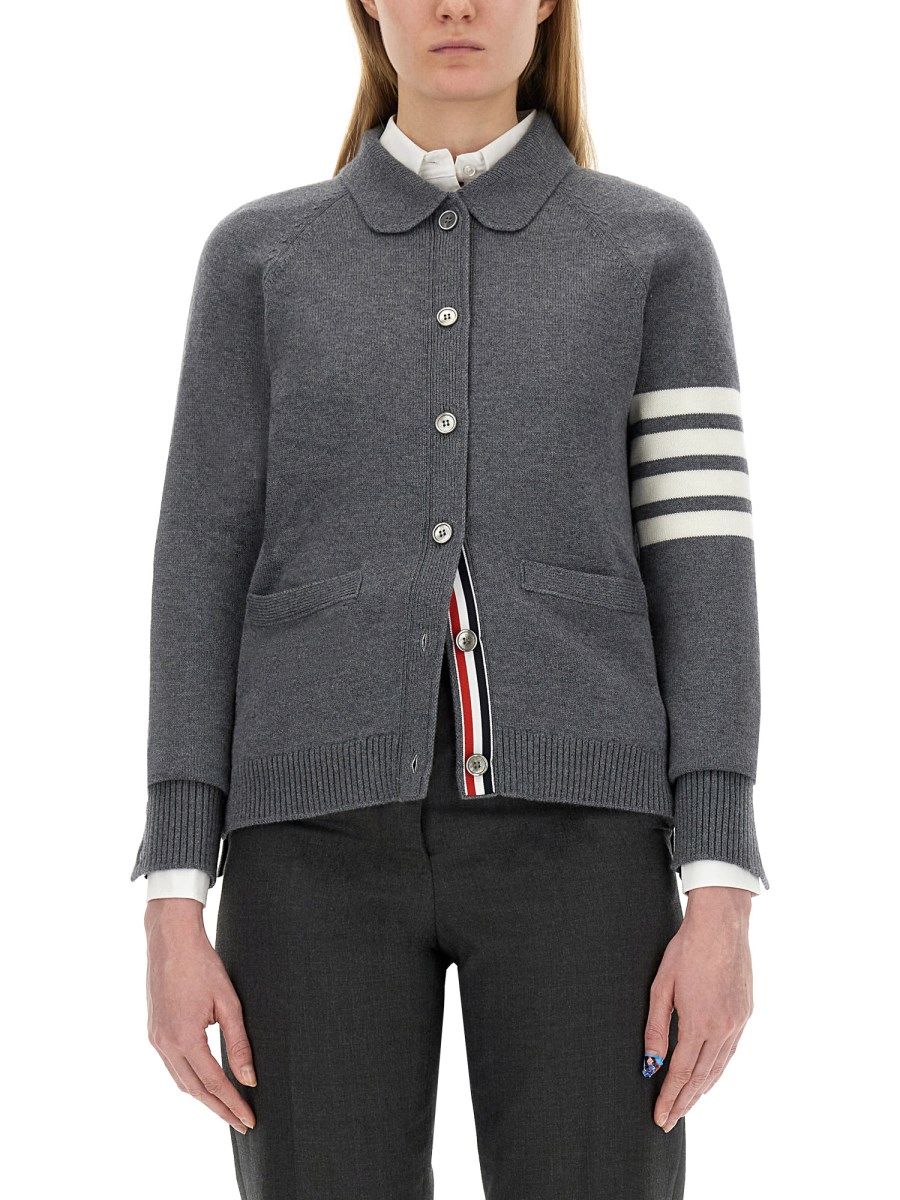 THOM BROWNE CARDIGAN POLO IN LANA VERGINE