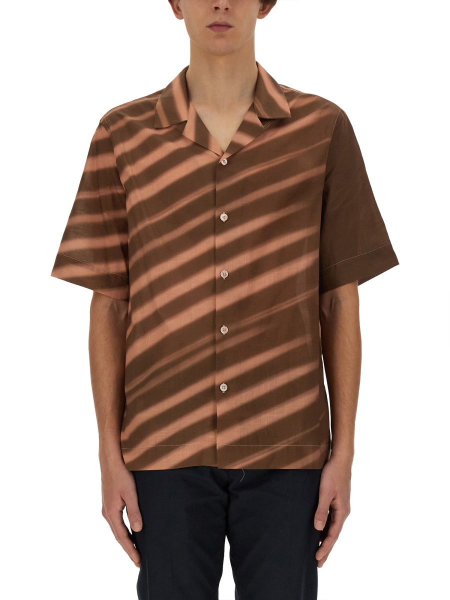 PAUL SMITH CAMICIA CON STAMPA RIGA IN POPELINE DI COTONE