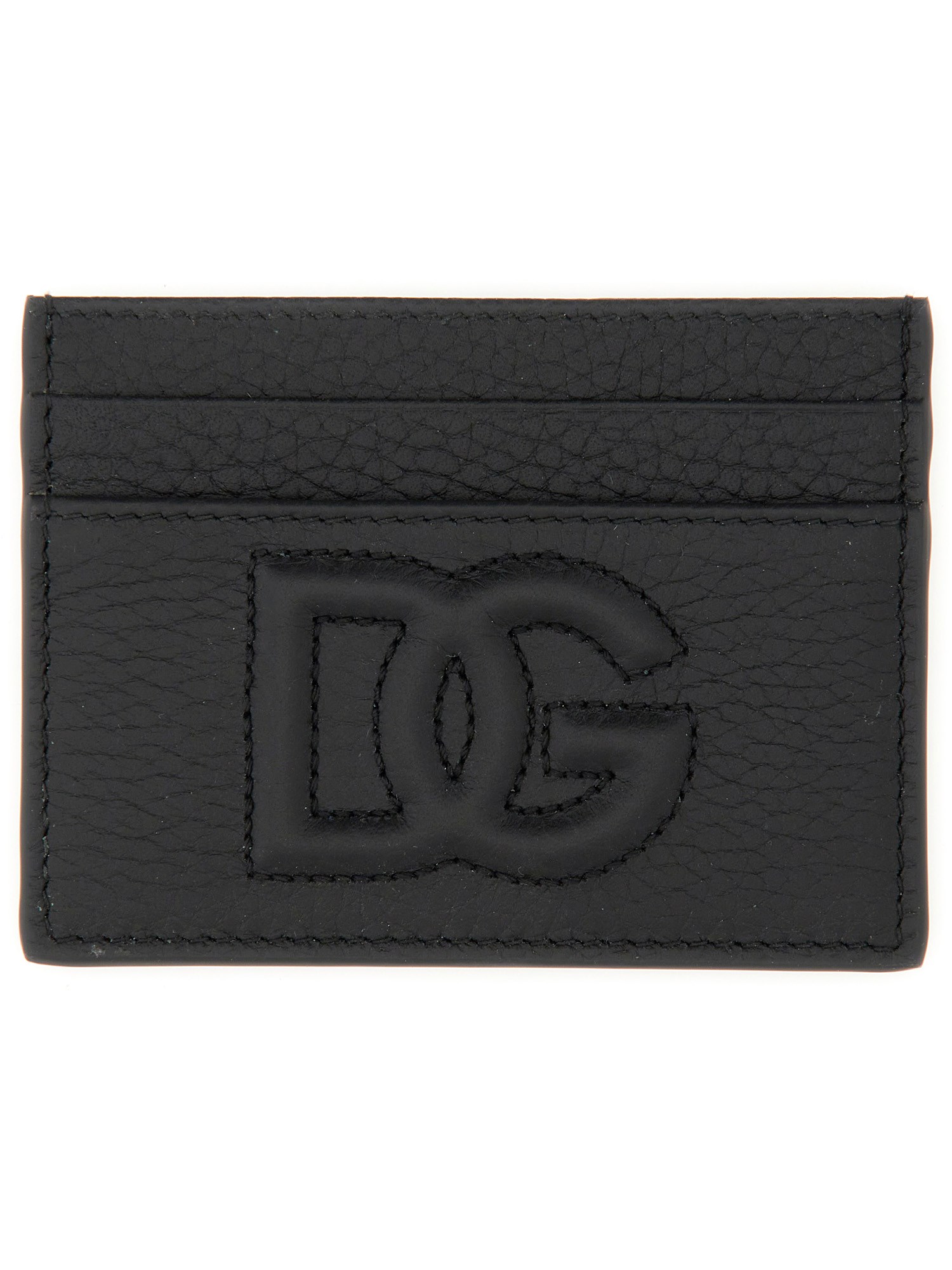 Dolce & Gabbana Small Zip-around Wallet In Calfskin With Raised Logo In Black
