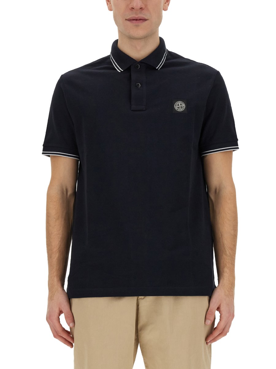 Black stone island store polo shirt