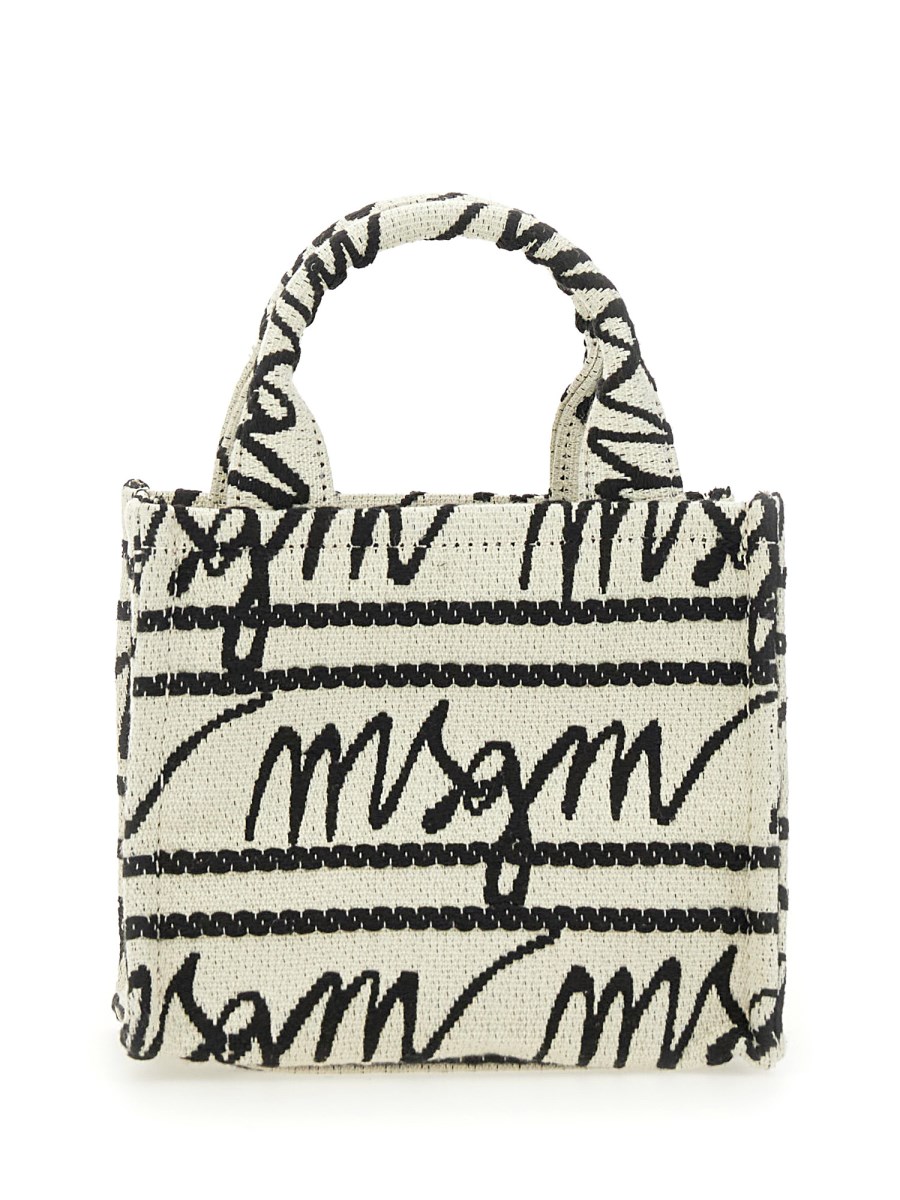 MSGM - JACQUARD LOGO CANVAS MINI TOTE BAG - Eleonora Bonucci