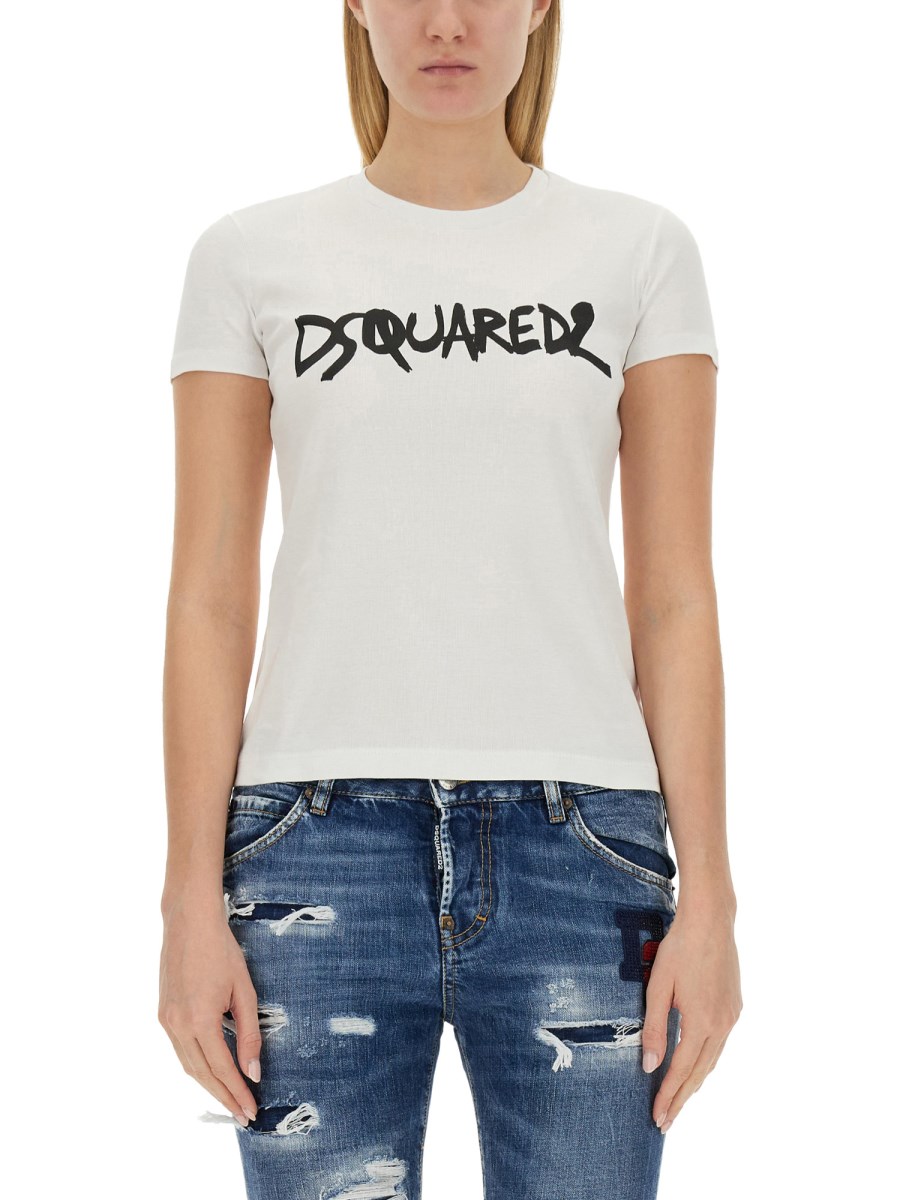 DSQUARED T-SHIRT IN JERSEY DI COTONE CON STAMPA LOGO