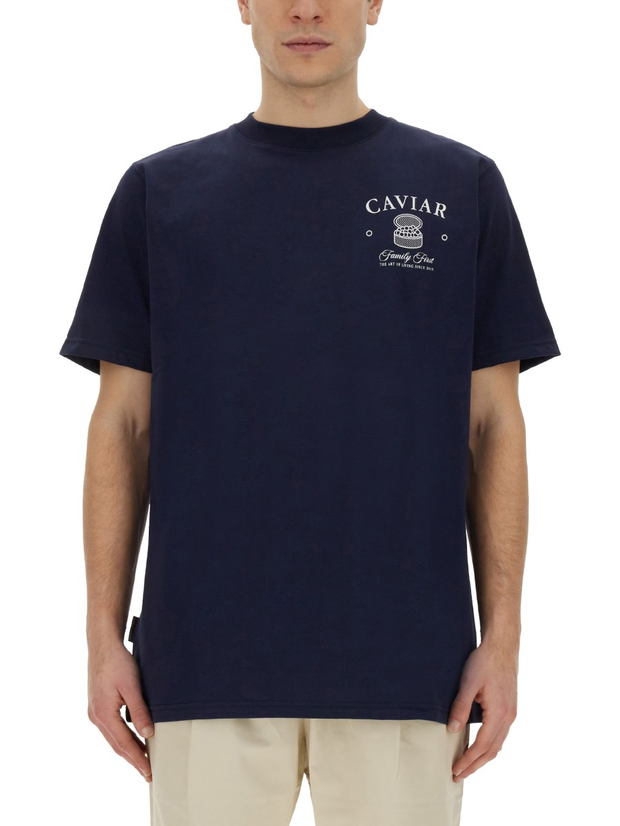 FAMILY FIRST T-SHIRT IN JERSEY DI COTONE CON STAMPA CAVIAR