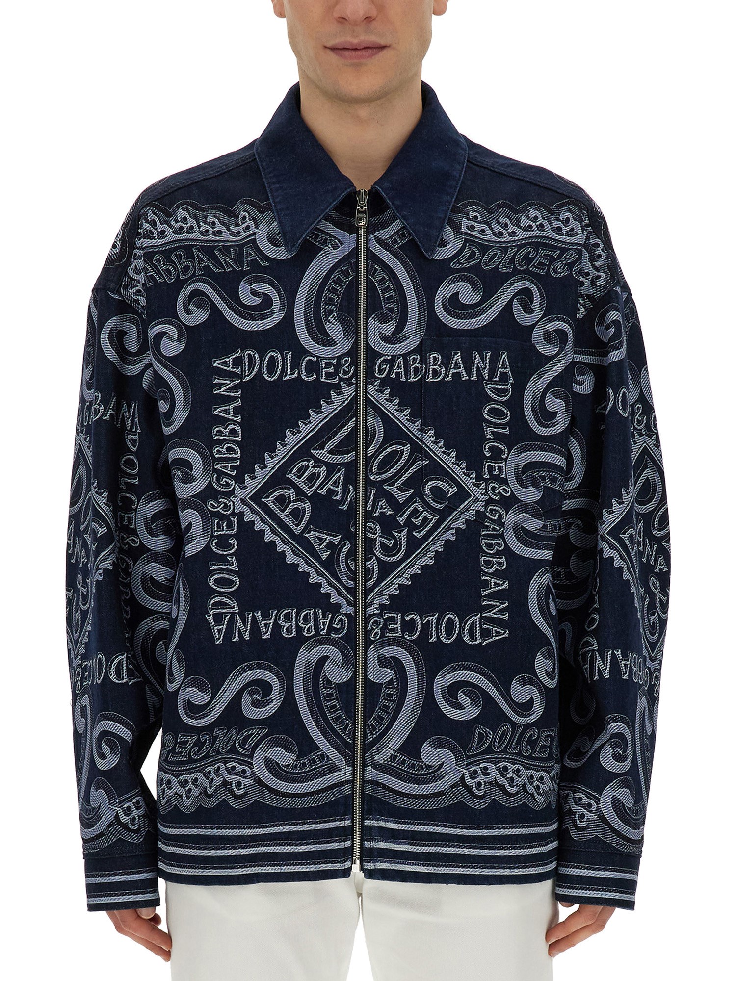dolce & gabbana navy print cardigan