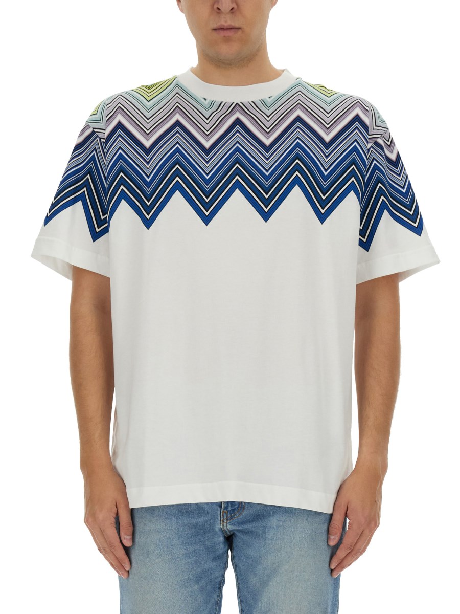 トップス MISSONI MISSONI - COTTON JERSEY T-SHIRT WITH MACRO ZIG ZAG PRINT