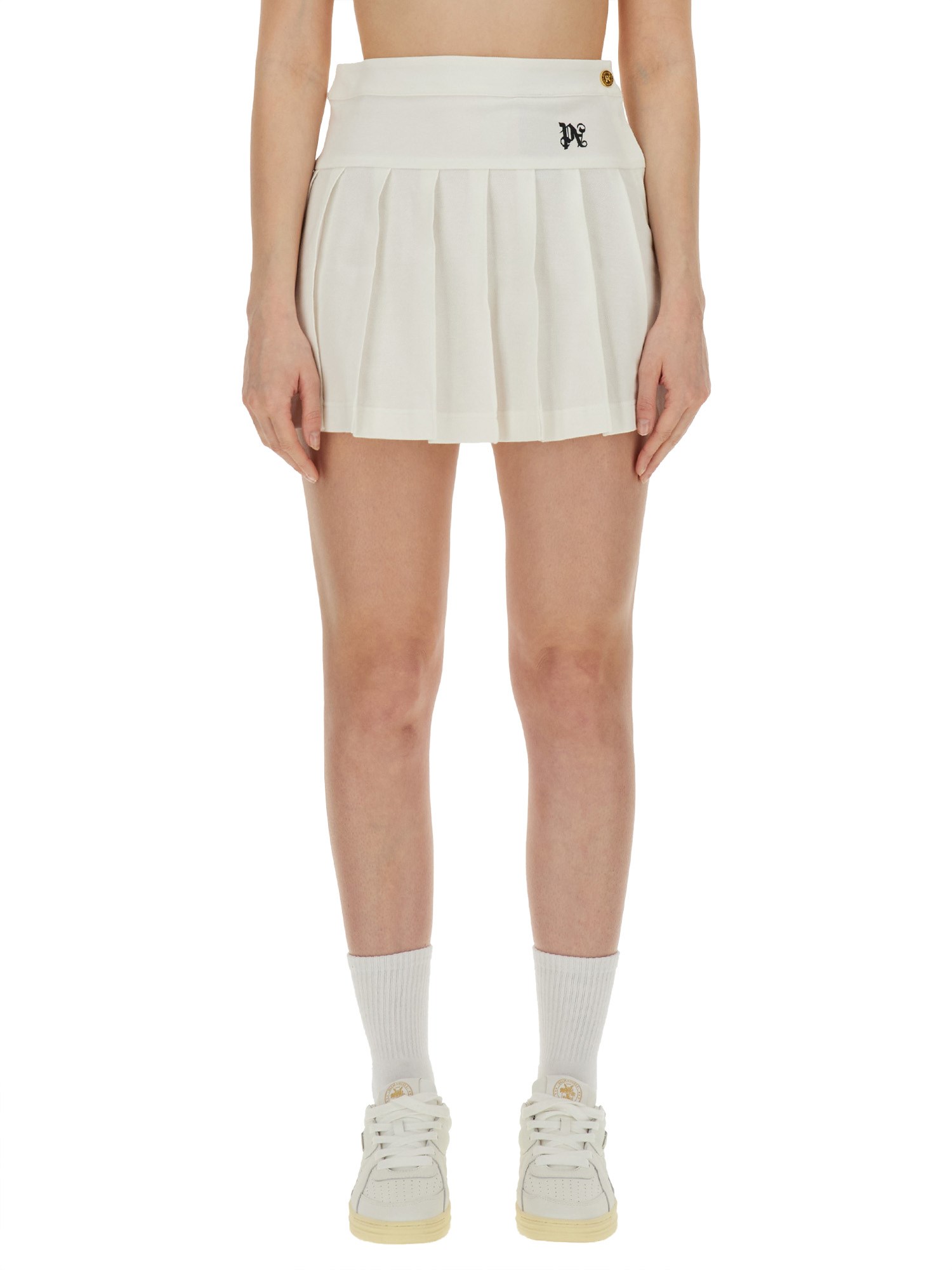 Shop Palm Angels Monogram Skirt In White