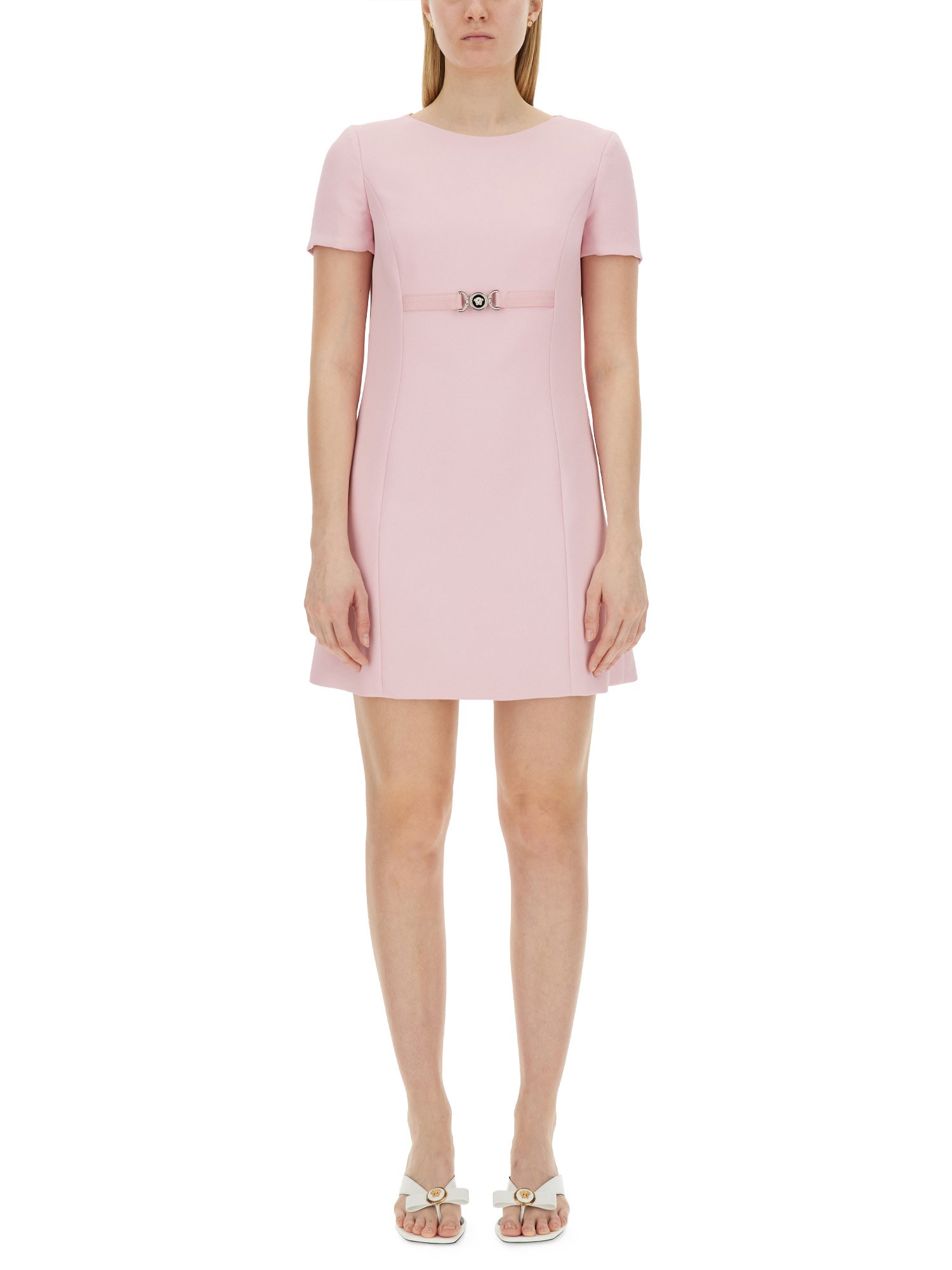 Shop Versace Medusa '95 Short-sleeved Mini Dress In Pink