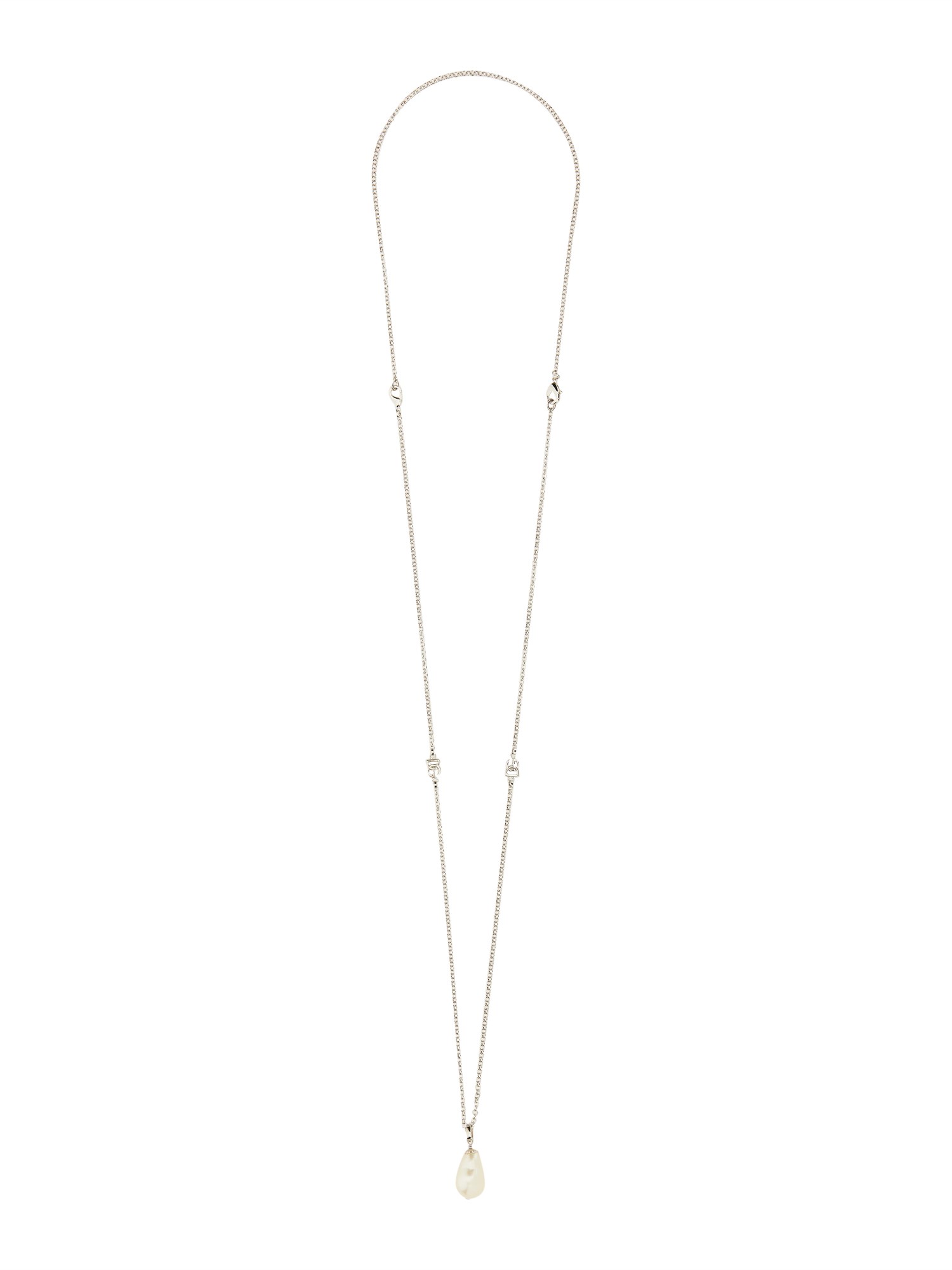 Shop Dolce & Gabbana Drop Necklace In Silver