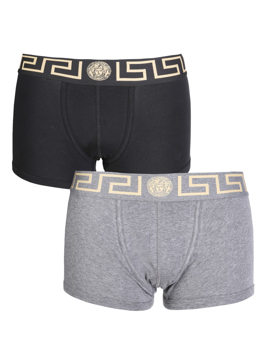 VERSACE CONFEZIONE DA DUE BOXER IN COTONE CON GRECA