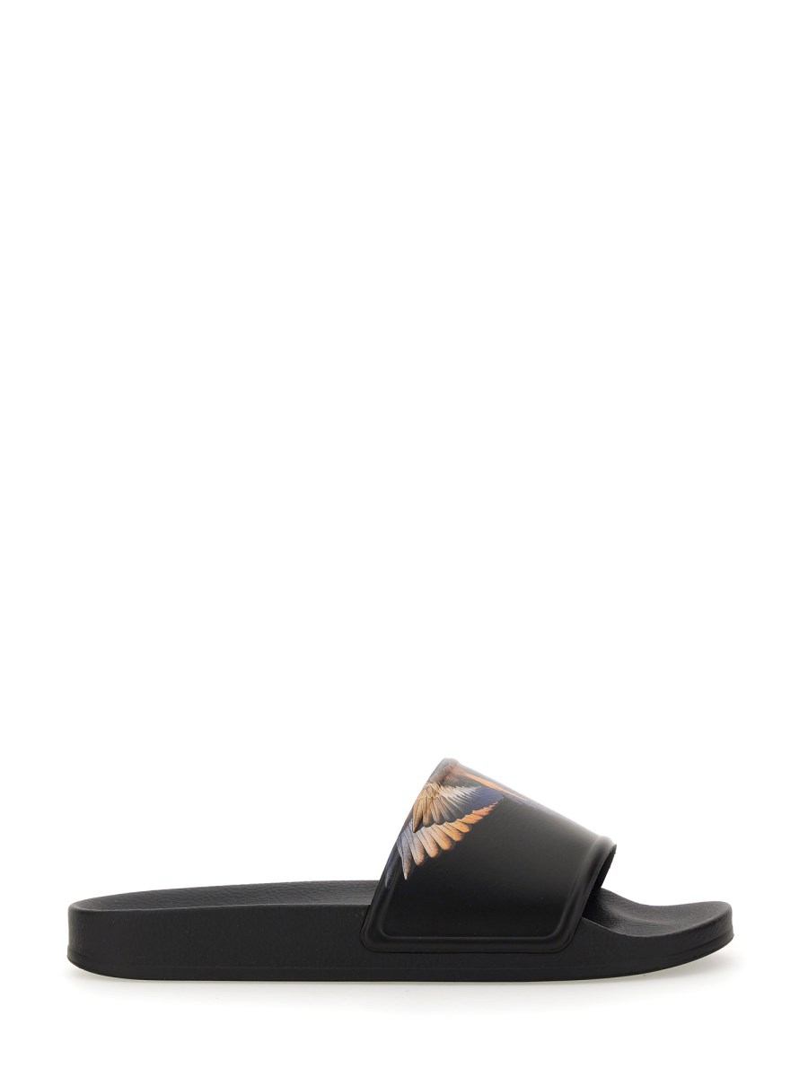 MARCELO BURLON COUNTY OF MILAN - SANDALO SLIDE IN PELLE CON LOGO - Eleonora  Bonucci