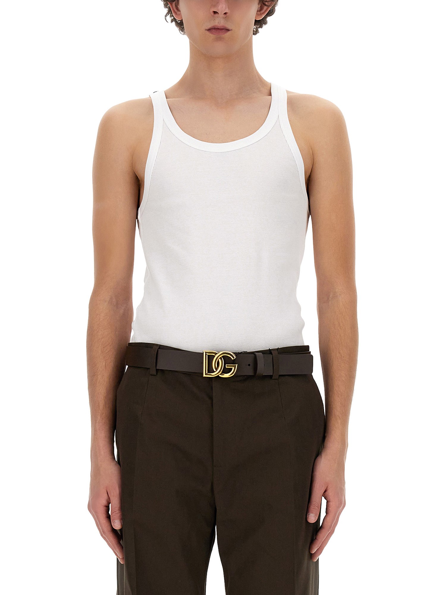 Shop Dolce & Gabbana Cotton Tank Top In White