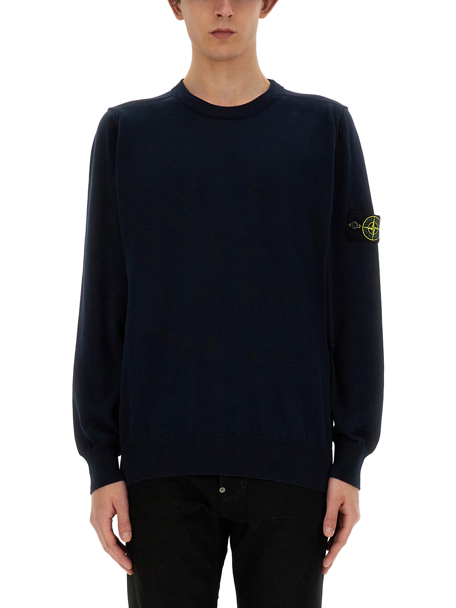 Stone Island Jersey With Logo In Blue