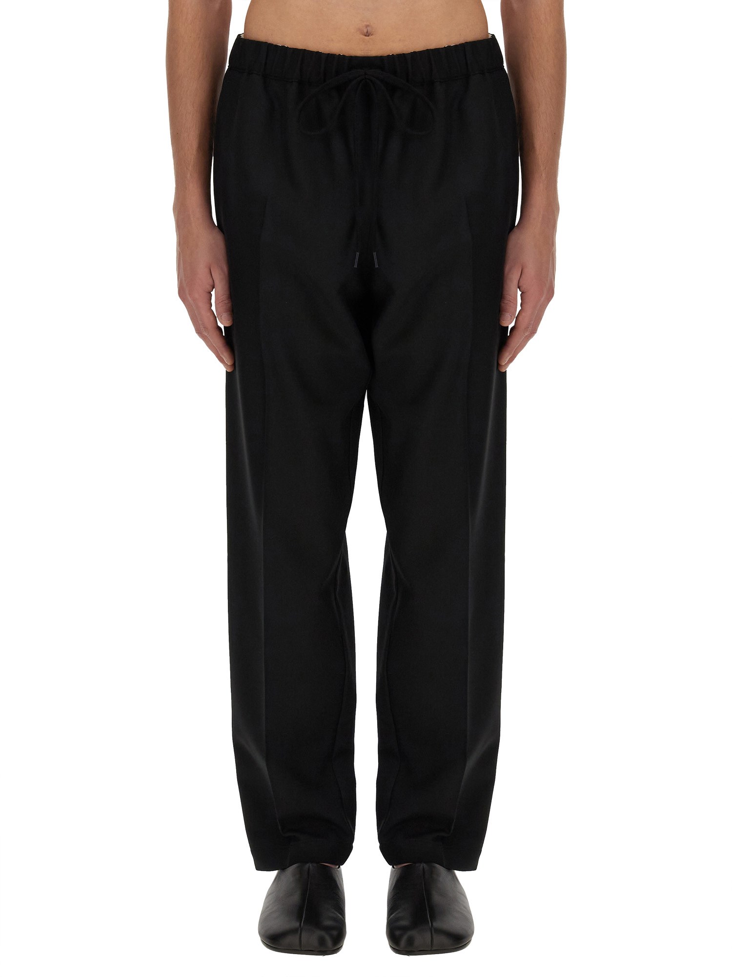 Mm6 Maison Margiela Tapered-leg Drawstring Trousers In Black