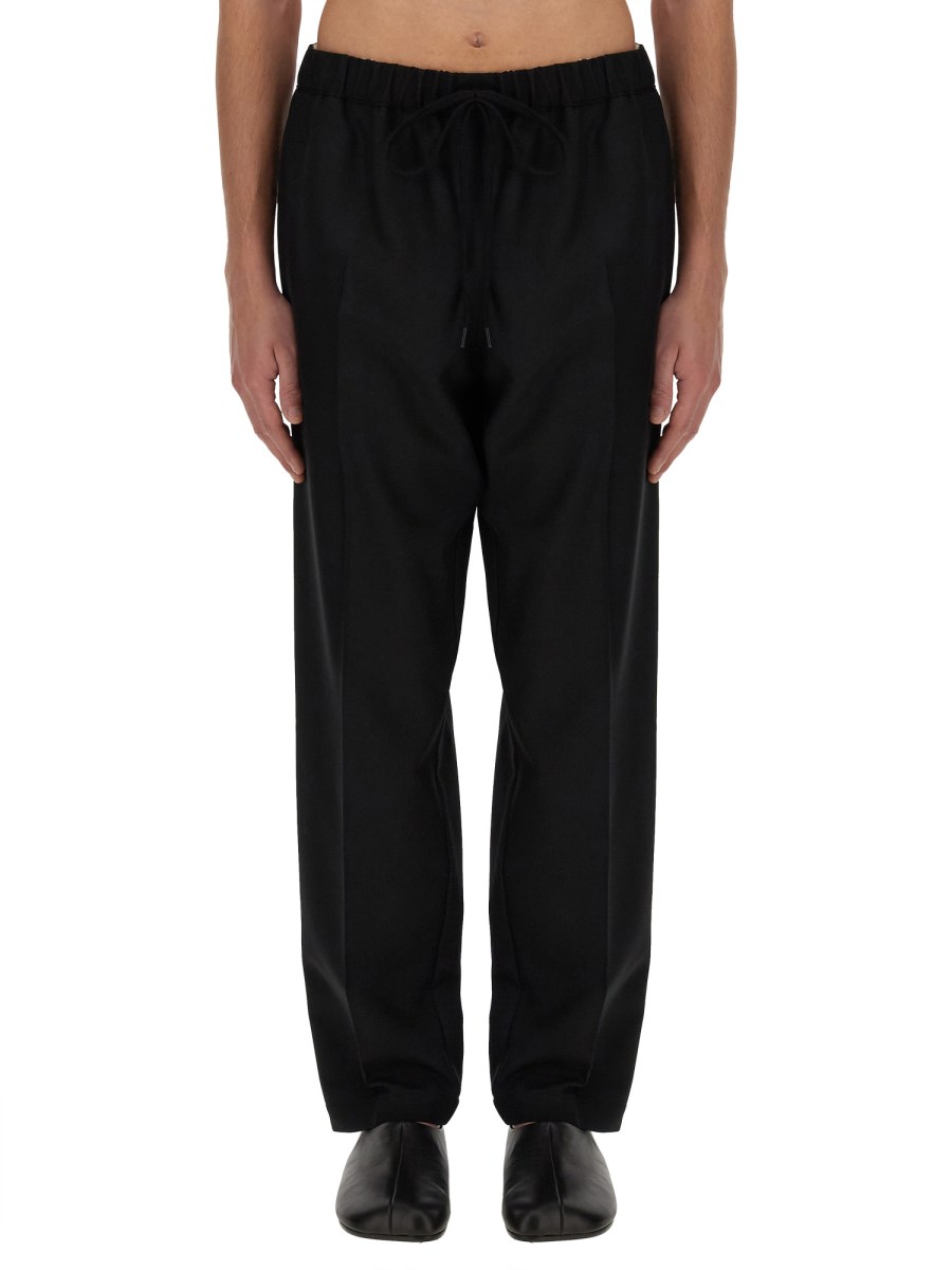 MM6 MAISON MARGIELA PANTALONE IN LANA CON GAMBA AFFUSOLATA