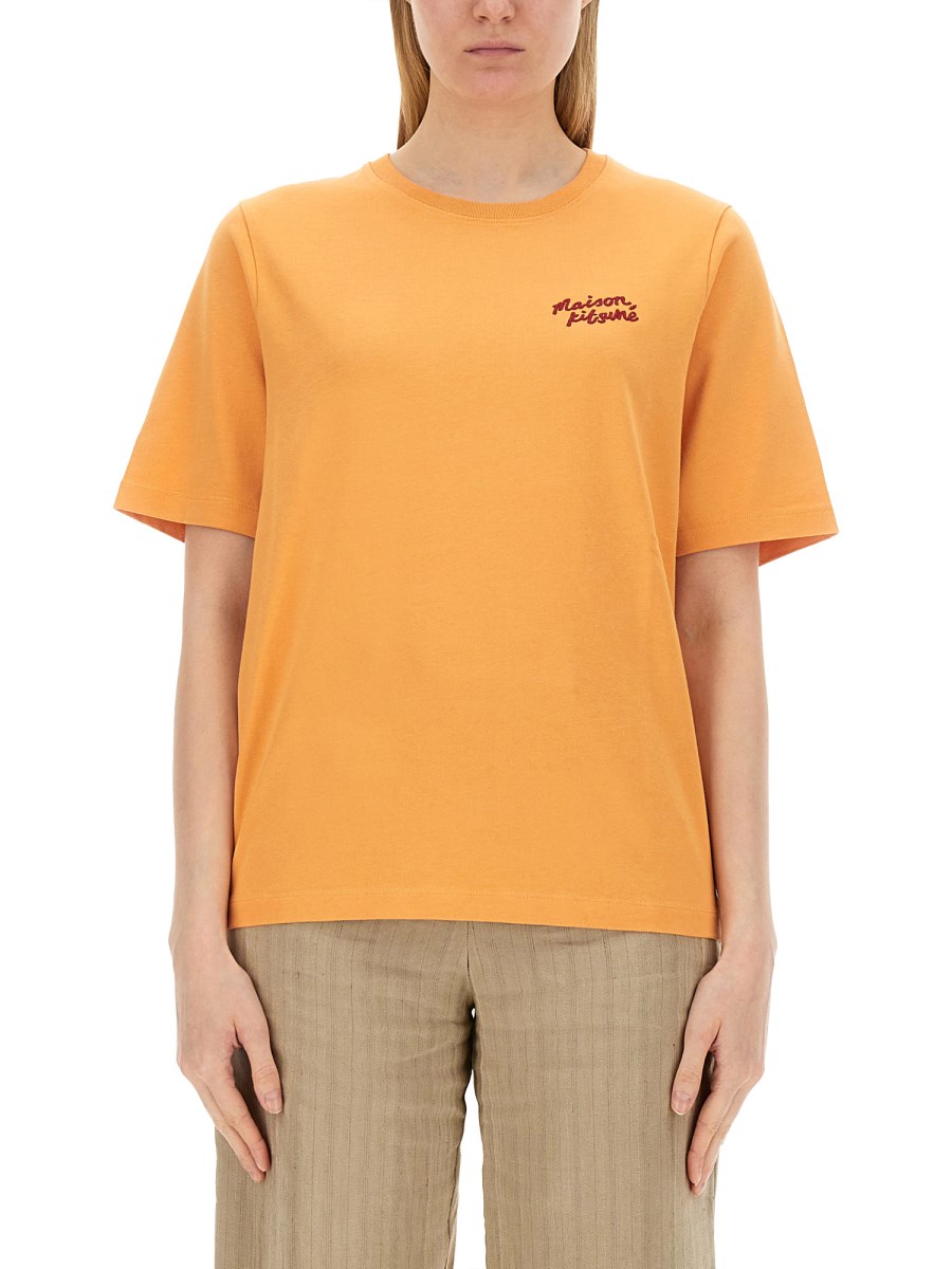 MAISON KITSUNÉ T-SHIRT CON LOGO IN JERSEY DI COTONE