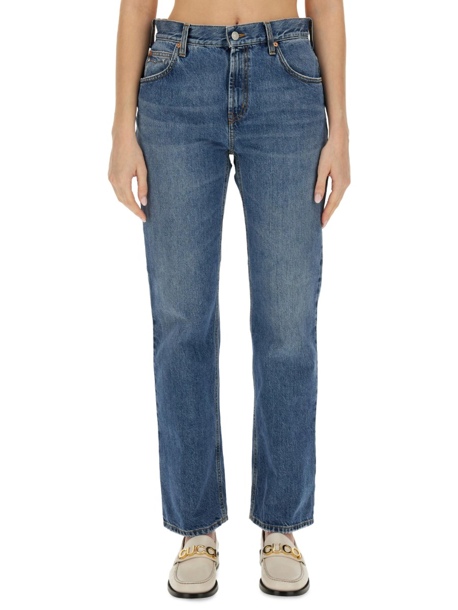 GUCCI PANTALONE IN DENIM CON MORSETTO SLIM