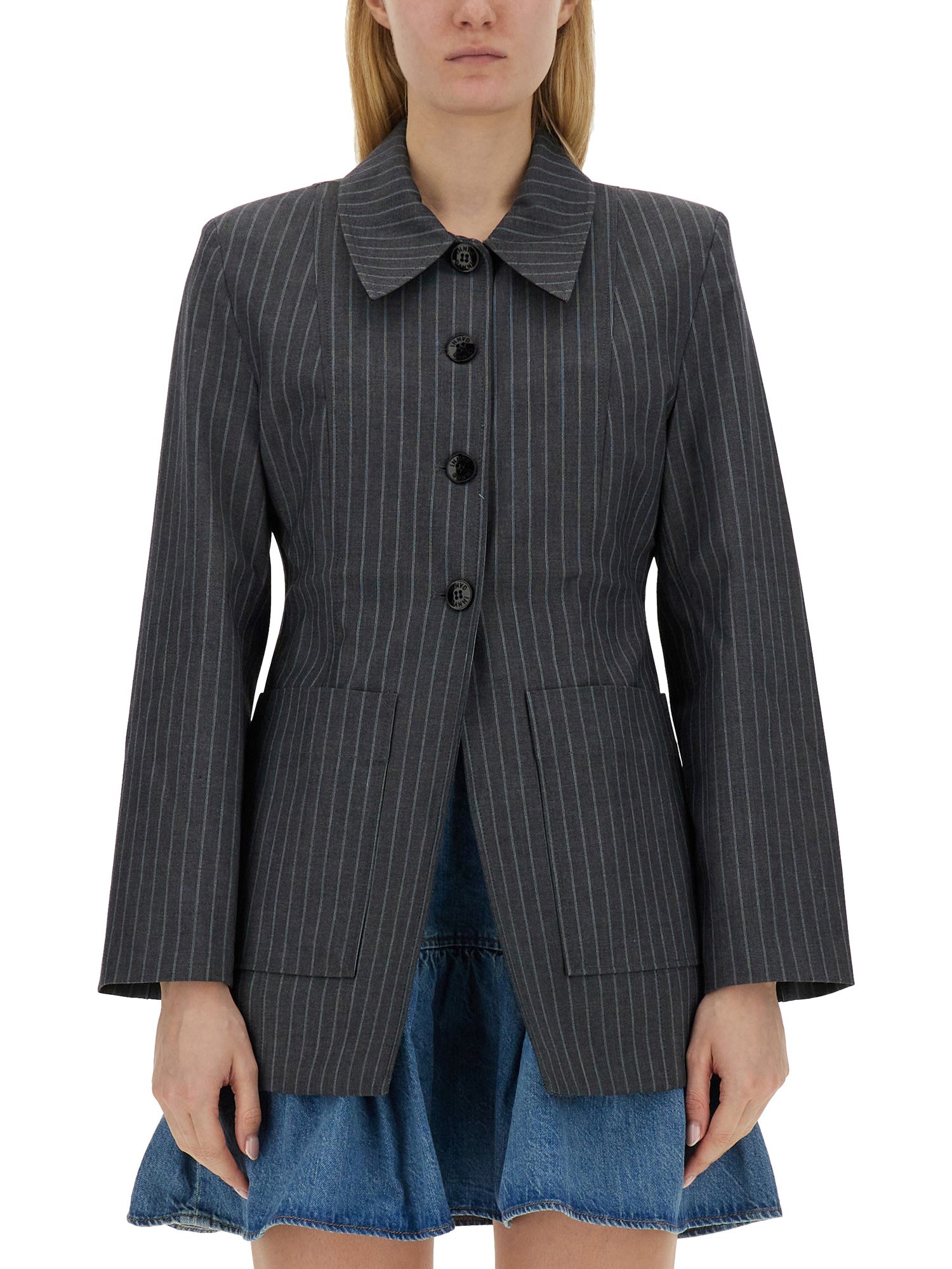 ganni jacket with stripe pattern
