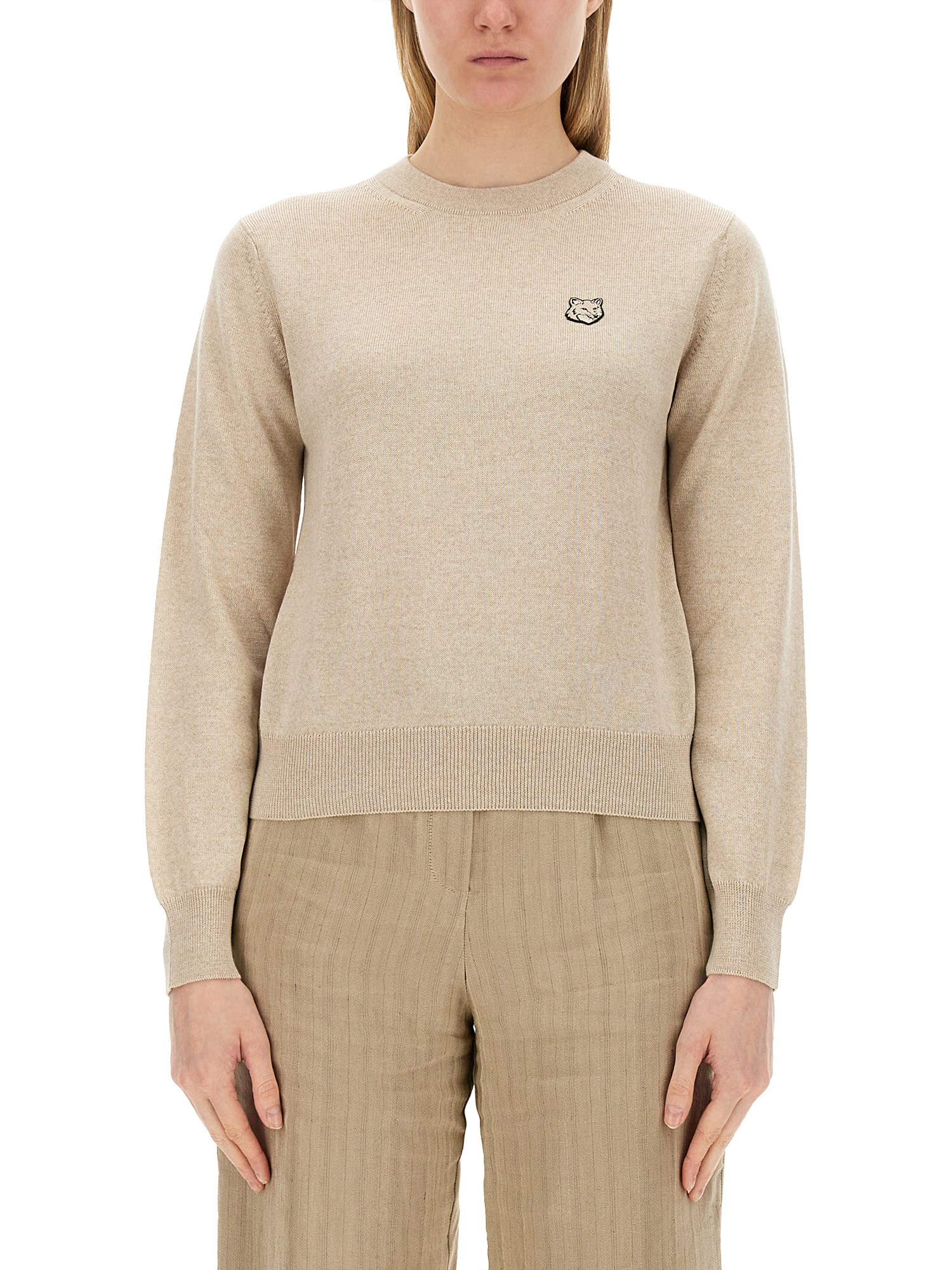 Maison Kitsuné Beige Bold Fox Head Sweater In Beige