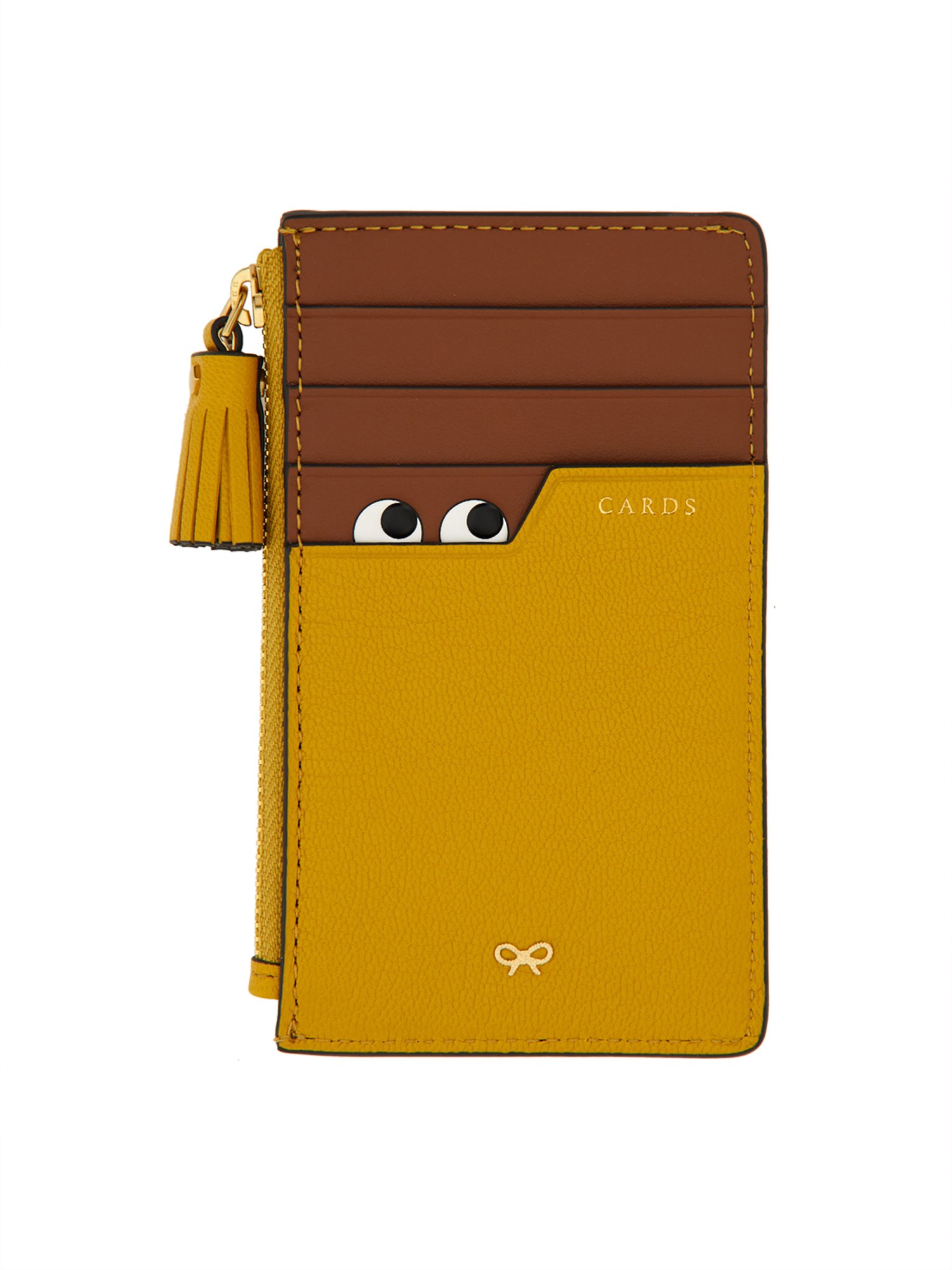 Shop Anya Hindmarch Leather Card Holder In Beige