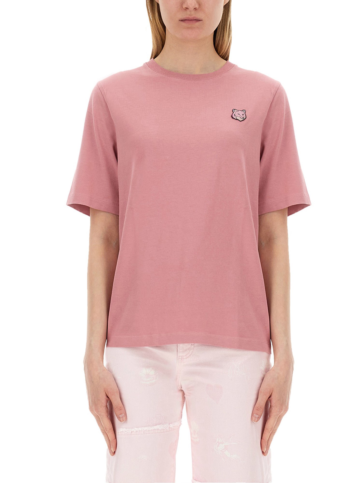 Shop Maison Kitsuné "fox Head" T-shirt In Pink
