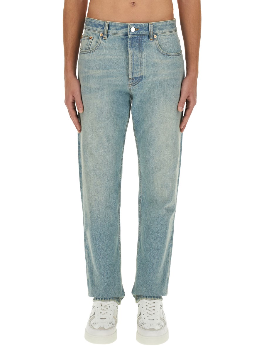 VALENTINO PANTALONE IN DENIM CON VLOGO SIGNATURE IMPRESSO