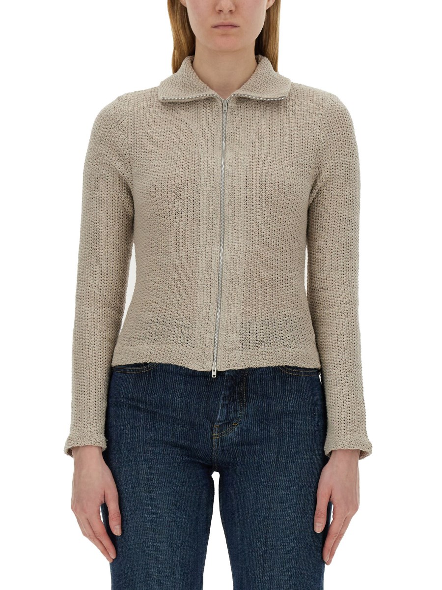 OUR LEGACY CARDIGAN CON ZIP IN MAGLIA INTRECCIATA