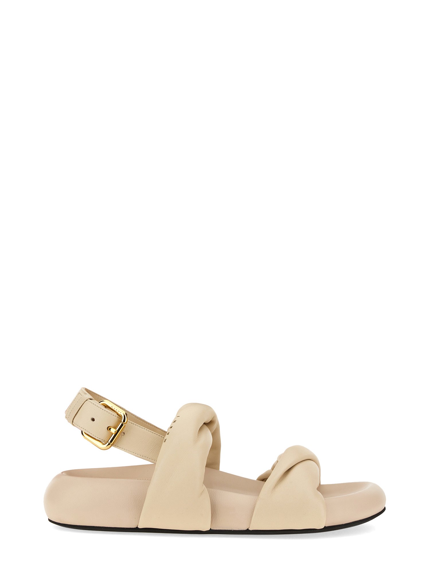 Marni Knotted Design Leather Sandals With Adjustable Buckle In Ivory