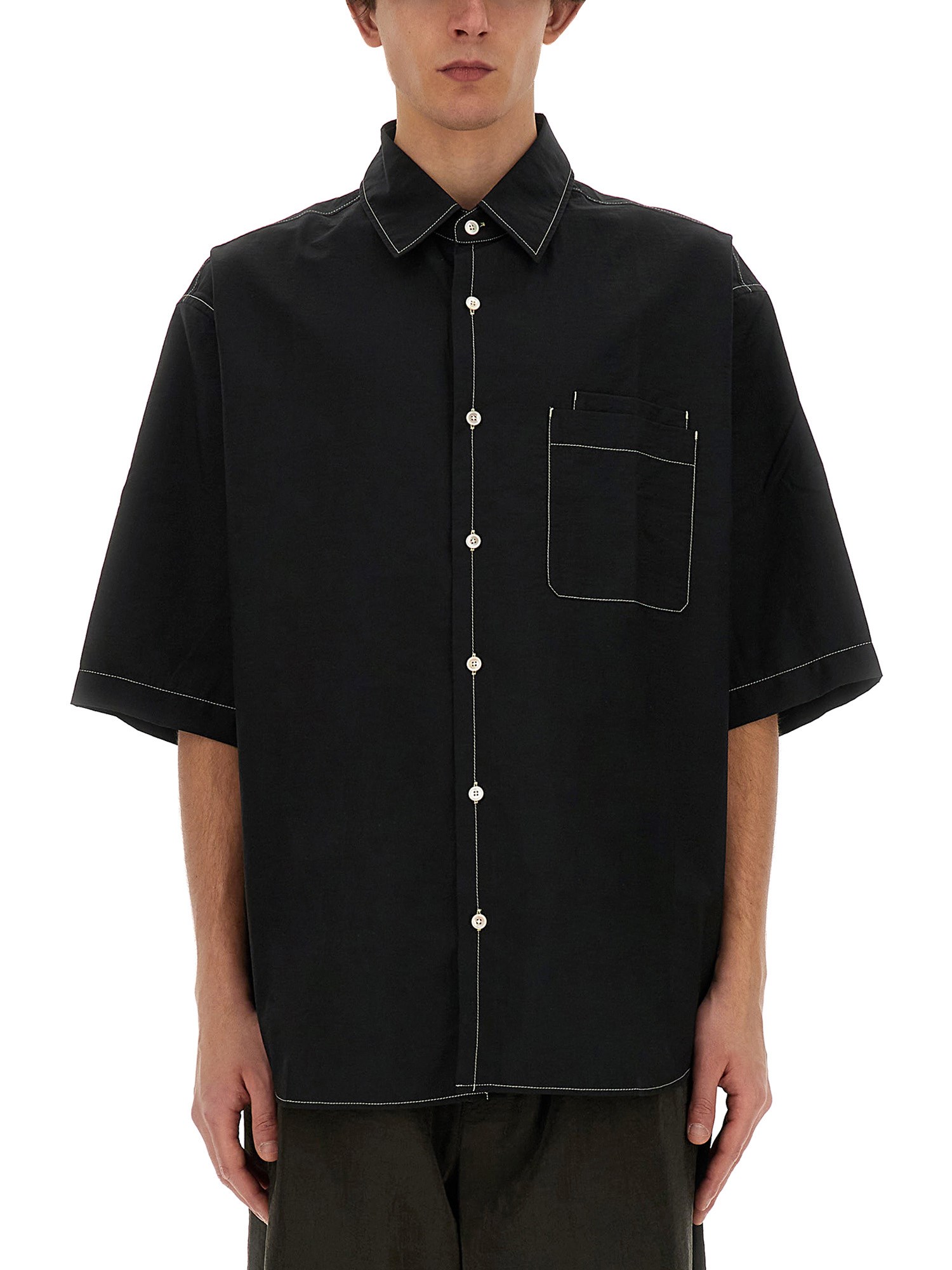 Shop Lemaire Cotton Shirt In Black