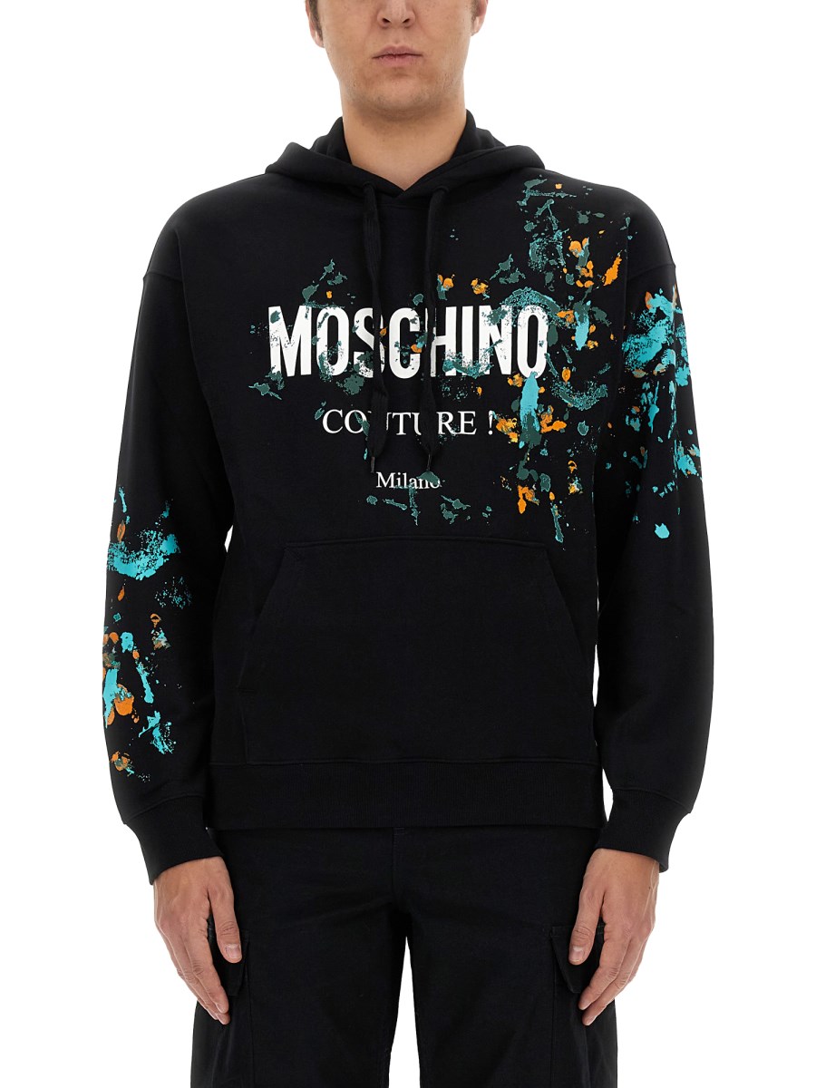 MOSCHINO FELPA CON CAPPUCCIO IN COTONE CON STAMPA LOGO