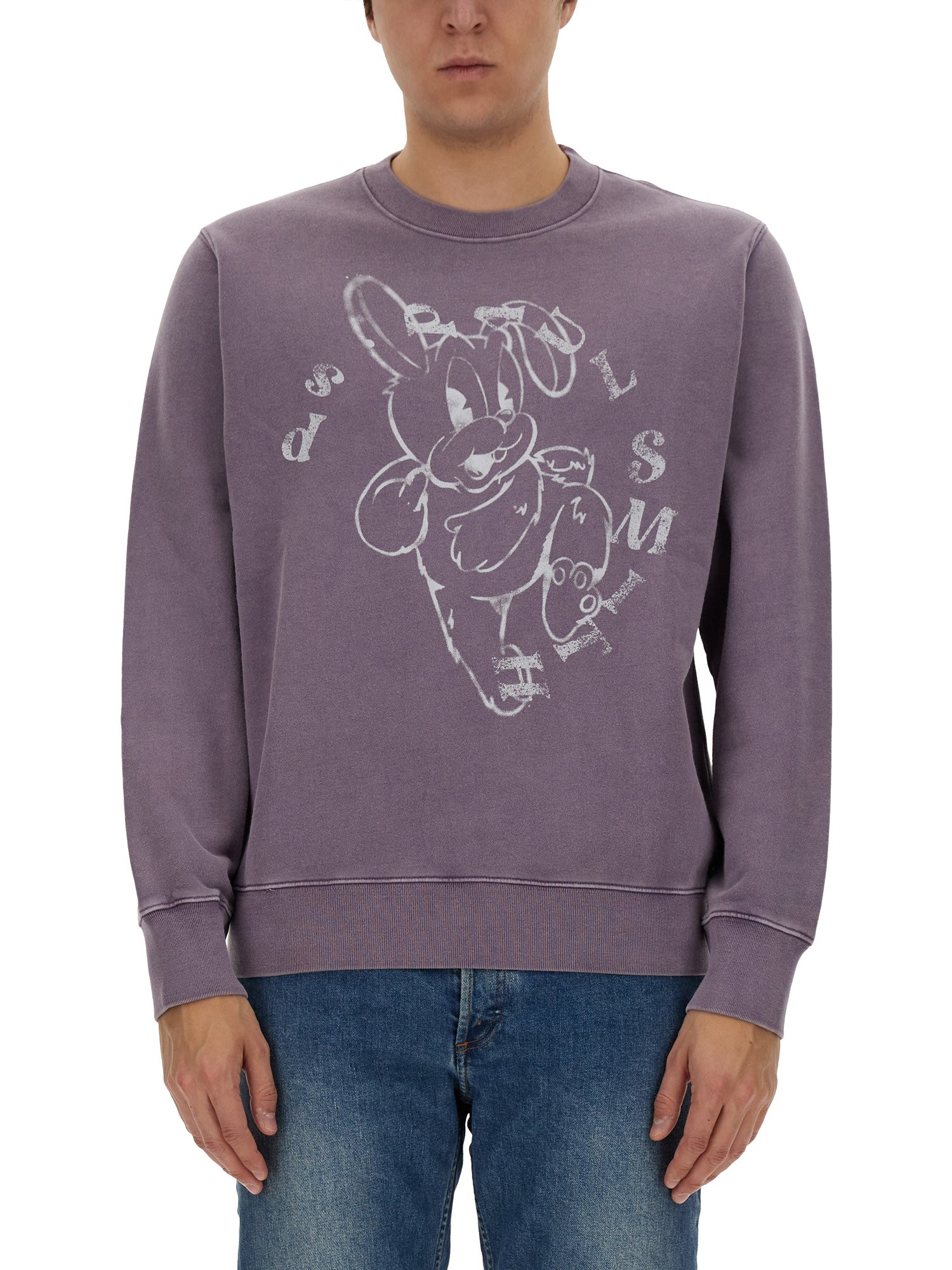 Ps By Paul Smith Sweatshirt With Bunny Print In Purple