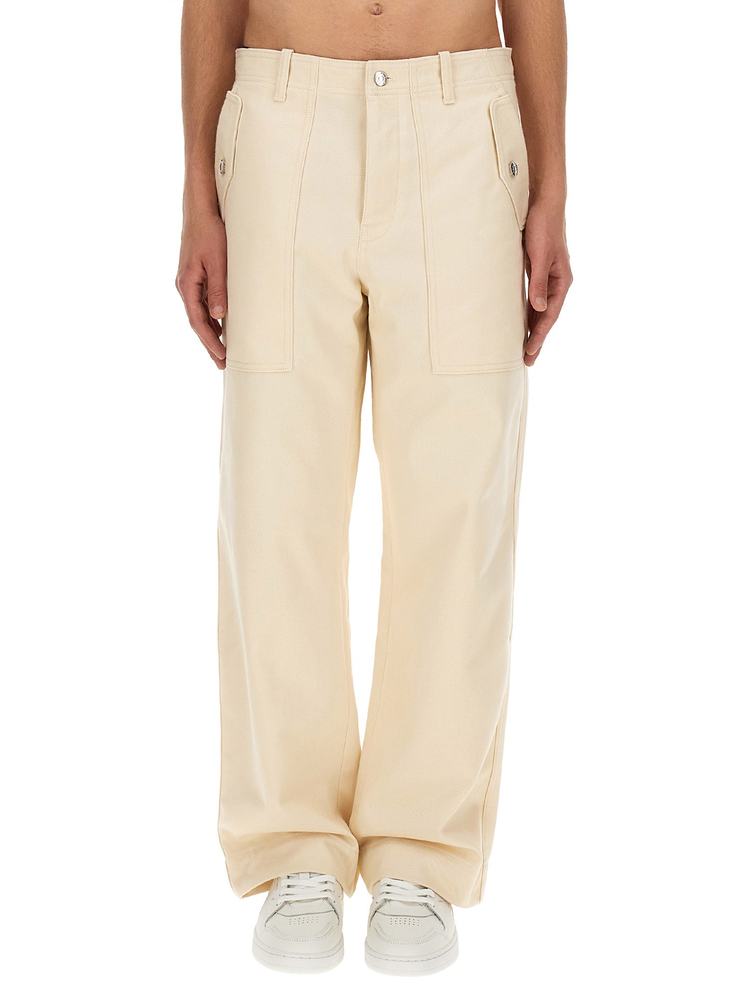 Shop Maison Kitsuné Workwear Pants In Ivory