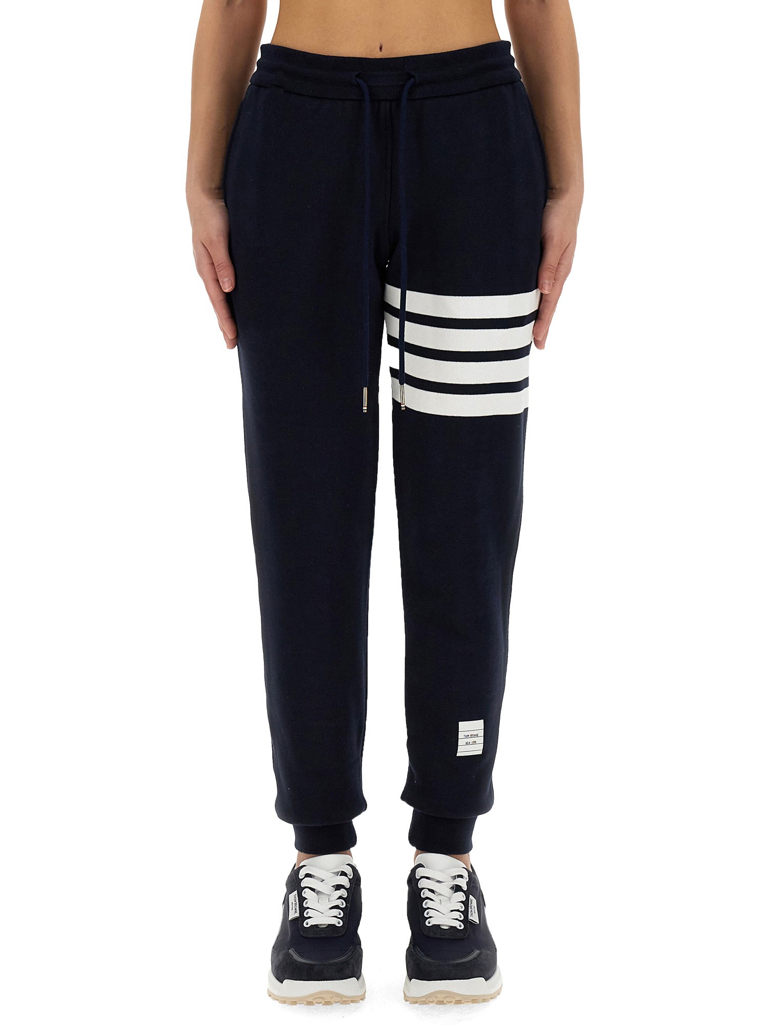 Shop Thom Browne Cotton Fleece Pants In Blue