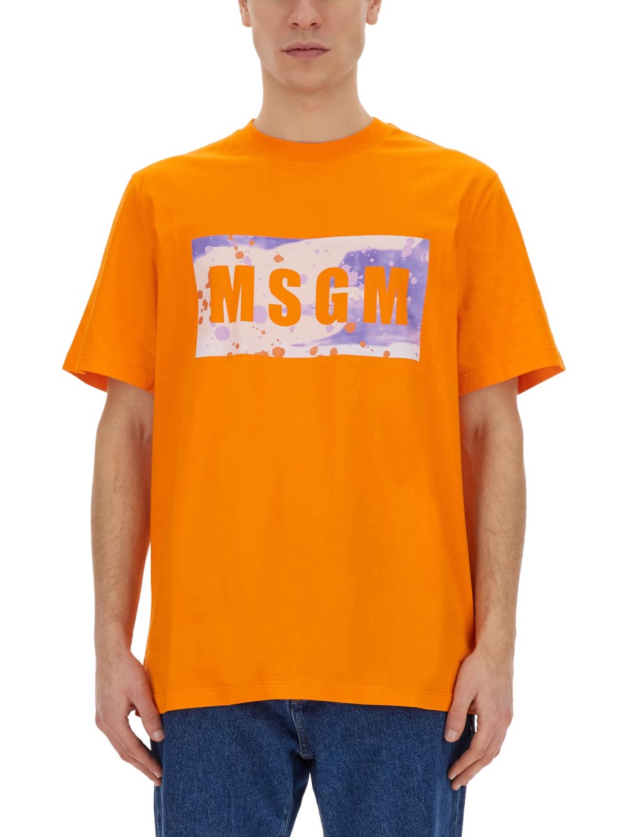 MSGM T-SHIRT IN JERSEY DI COTONE CON LOGO