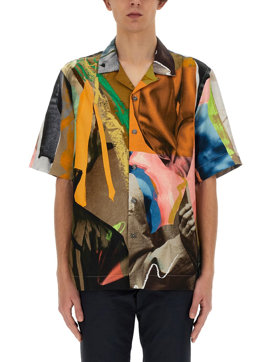 PAUL SMITH CAMICIA CON STAMPA "LIFE DRAWING" IN VISCOSA