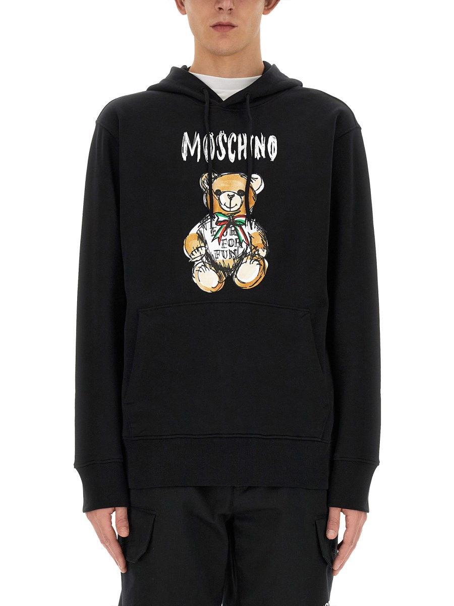 Black Teddy Bear Sweatshirt by Moschino on Sale