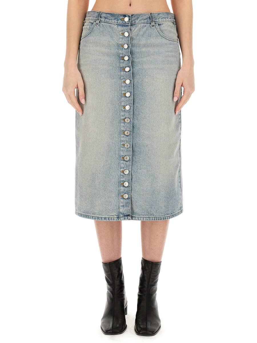 COURREGES GONNA MIDI IN DENIM DI COTONE